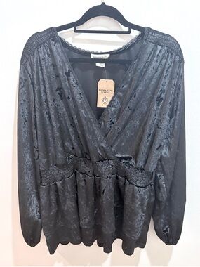 Romantic Gypsy Black Burnout Velvet Top 1X Whimsigoth Dark Renaissance NWT